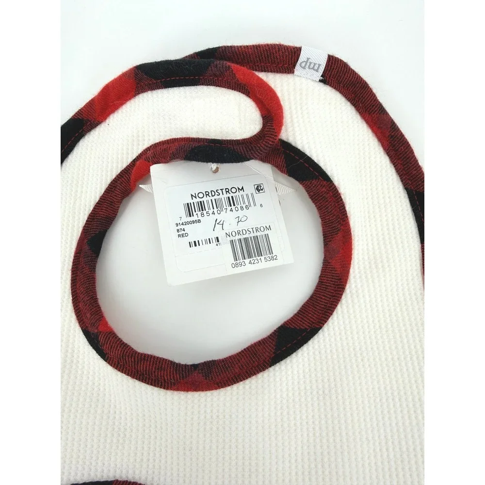 Mud Pie My First Christmas Baby Bib Santa Buffalo Plaid Red Black NEW